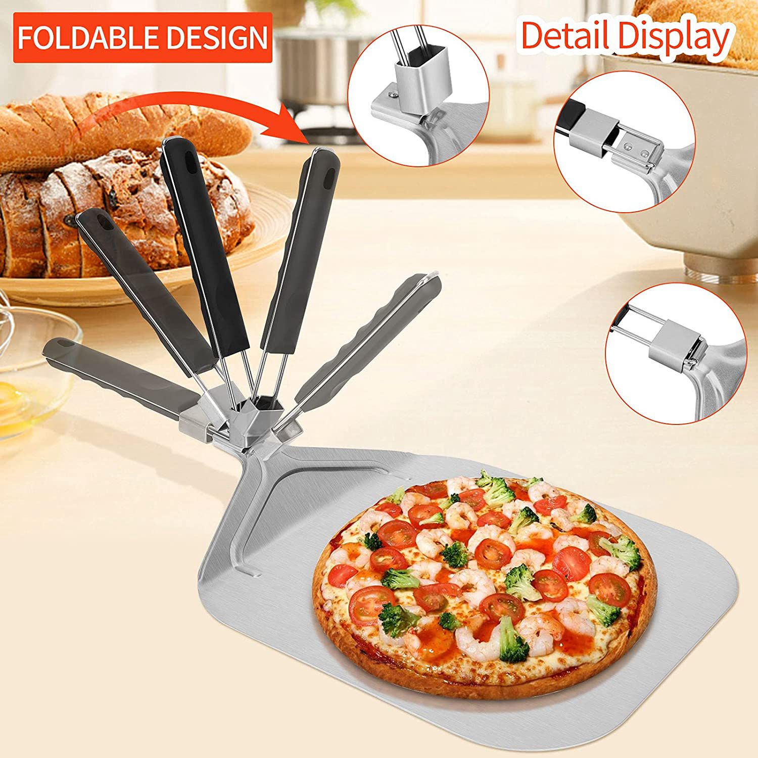 Pizza Stone Baking - WSFS! Folding Aluminum Pizza Peel for